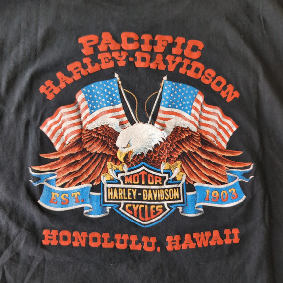 Vintage 1988 Harley Davidson 3D Emblem T Shirt XL 80s American Steel Honolulu HI - Picture 5 of 10